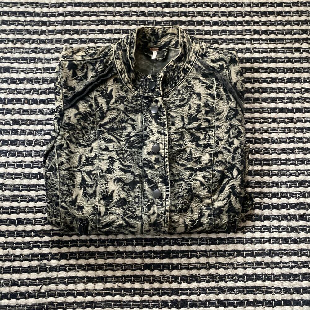 🌿Free People Womens Follow The Flock Gothic Floral Tapestry Moto Zip Jacket 6